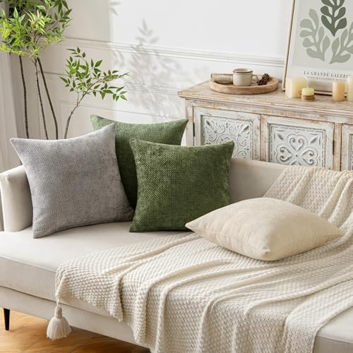 MIULEE Decorative Couch Throw Pillow Covers 20x20 Inch Olive 2 Pack - Image 2