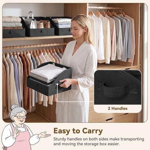 GRANNY SAYS Trapezoid Closet Storage Bins, Small, Black, 3-Pack - Image 2