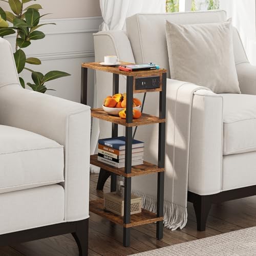 TUTOTAK Narrow Side Table Set of 2, Small End Table with Charging Station - Image 5