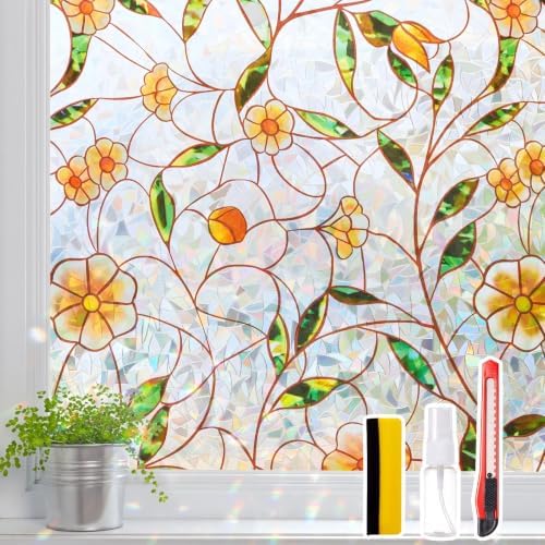 Window Privacy Film Stained Glass 35.4" x 157.4" Static Cling by Unknown