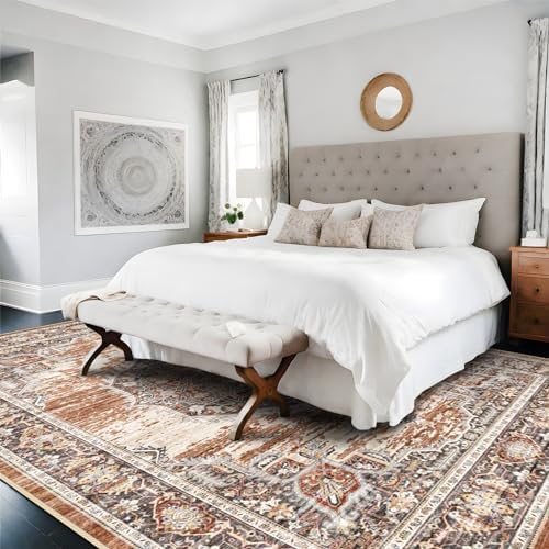 9x12 Area Rugs for Living Room: Washable Ultra Thin Rug - Oriential Stain Resistant Carpets - Large Indoor Non-Slip Rug for Bedroom Dining Room 9'x12' Brick - Image 6