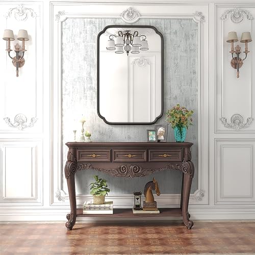 Ferytange Black Bathroom Vanity Mirrors for Over Sink 24" x 36" Modern Rounded Corner Rectangle Mirror with Non-Rusting Iron Metal Framed Wall Mounted Decorative Mirror (Horizontal/Vertical) - Image 3