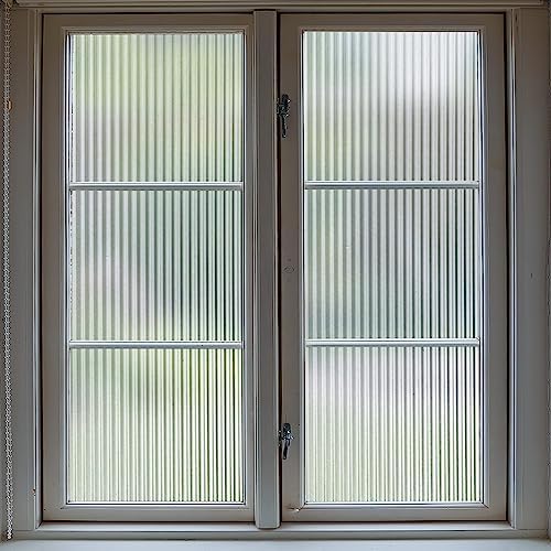 VELIMAX 1/2-Inch Reeded Glass Window Film, Frosted Reeds Window Film, Window Privacy Film, 3D Window Decals Non Adhesive for Bathroom Living Room Office, 29.5x157.4 inches by VELIMAX