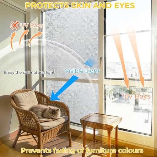 OHTMERU Window Privacy Film Decorative Non-Adhesive, Reusable, Anti-Glare - Image 4