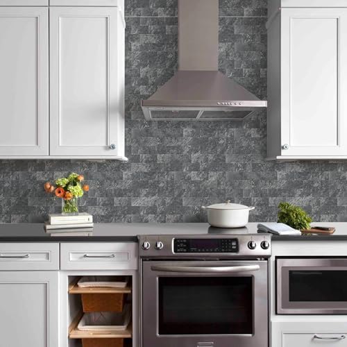 Vamos Tile 100 Pieces Peel and Stick Backsplash Tiles, 3" x 6" PVC Subway Tile, Black Slate Stick on Backsplash Tiles for Kitchen/Bathroom/Fireplace/Laundry/Camper - Image 3