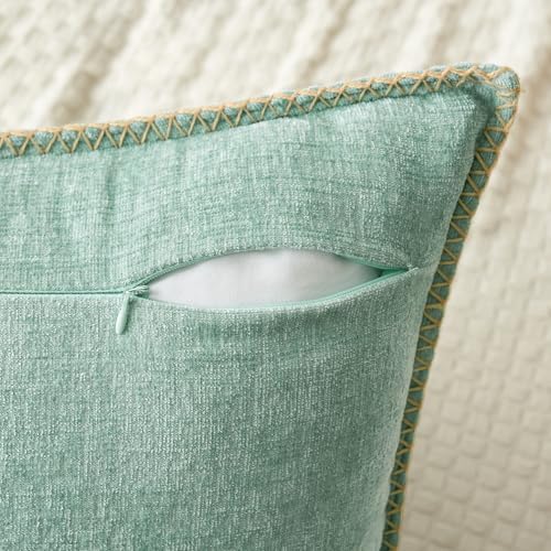 MIULEE Decorative Lumbar Throw Pillow Covers 12x20 Inch Aqua Green 2 Pack - Image 3