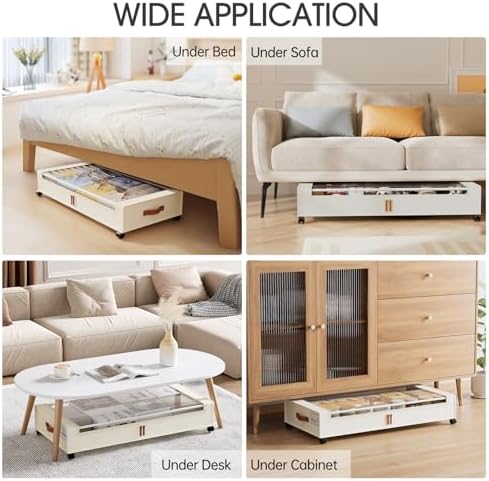 Yecaye Under Bed Storage with Wheels 2 Pack, 70L Larger Capacity Under Bed Storage Containers, Underbed Shoe Storage Organizer, Rolling Under Bed Metal Drawers for Clothes, Blankets(35.5 x 17 x 6.7in) - Image 6