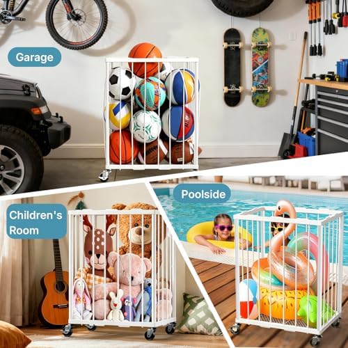 TomCare Garage Ball Storage Rack, Rolling Sports Cart with Lockable Wheels - Image 7