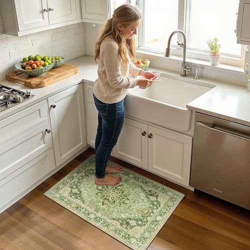 RELEANY Washable Area Rug, Small 2'x3', Green/Yellow - Image 2
