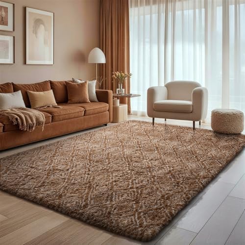 Ophanie Area Rugs for Bedroom Living Room,Color Brown and White,Size 6' x 9',Shape Rectangular - Image 3