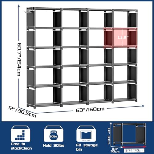Mavivegue 20 Cube Book Shelf, Storage Organizer, Large DIY Bookcase, Metal Cube Bookshelf, Cubbies Closet Storage Organizer Shelves for Bedroom,Living Room,Home,Office - Image 2