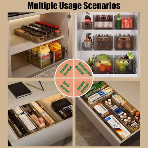 Foldable Storage Bins, 2 Pack Plastic Expandable Boxes for Organizing, Adjustable from 11-18.8" Drawer Organizers Separators Dividers for Bedroom Kitchen Utensils Tools Closet, Small Grey - Image 2