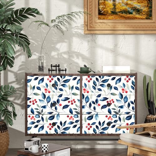 Danodoi Dark Blue Vintage Leaf Peel and Stick Wallpaper 17.5" x 118" | Waterproof Vinyl Self Adhesive Removable Renter Friendly Floral Contact Paper - Image 3