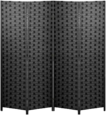 FDW 4-Panel Folding Room Divider | 6ft, Black | Light & Portable by FDW