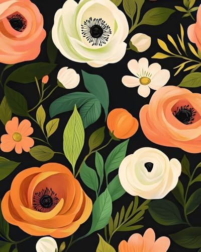 Danodoi Orange Green Vintage Floral Peel and Stick Wallpaper 17.5" x 393" | Waterproof Vinyl Self Adhesive Removable Renter Friendly Floral Contact Paper by DANODOI