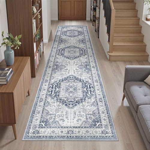 Madane Hallway Runner Rug 2x8 Washable Kitchen Rugs Non-Slip, Navy/White - Image 5