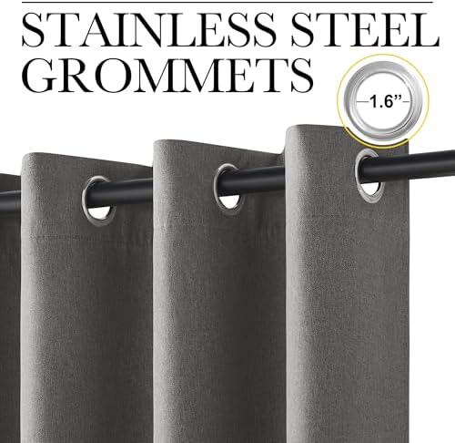 NICETOWN 100% Blackout Room Divider Curtain for Bedroom, Graphite - Image 2