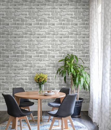 Guvana Grey Brick Wallpaper Peel and Stick Wallpaper 3D Brick Contact Paper Self Adhesive Wallpaper for Bedroom Modern Removable Wall Paper Vinyl Film Decor Backsplash Walls 17.3"×118" - Image 3