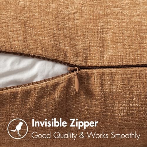 MIULEE Soft Chenille Throw Pillow Covers Brown 20x20 Inch Pack of 2 - Image 3