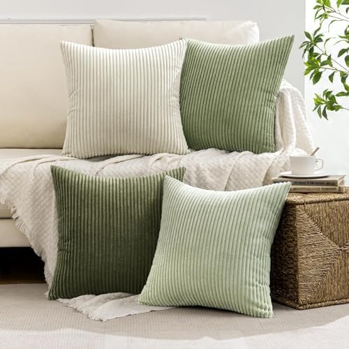 MIULEE Soft Corduroy Decorative Throw Pillow Covers Light Green 20x20 - Image 5