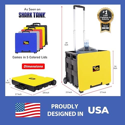 dbest Products Quik Cart Standard Collapsible Rolling Crate - Yellow Lid - Image 4