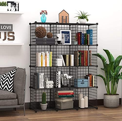 C&AHOME Wire Cube Storage, 12-Cube Storage Organizer Metal, C Grids, Black - Image 2
