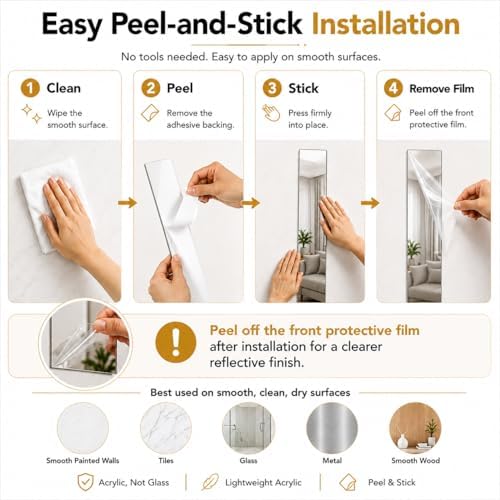 30Pcs Silver Acrylic Mirror Strips, Peel and Stick Mirror Wall Stickers, 1.18 x 13.78 in Vertical Mirror Wall Decor for Entryway, Bedroom, Hallway, Apartment (30, Silver) - Image 6
