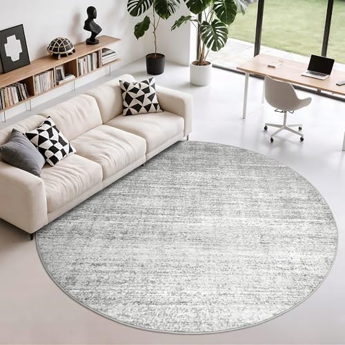 Valenrug Round Rugs 8ft, Circle Washable Area Rugs for Living Room, Grey - Image 4