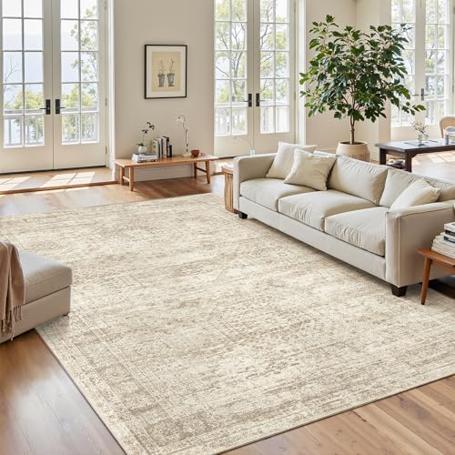 Soalmost 7x9 Area Rug for Living Room Washable Rugs Non-Slip Beige by Soalmost