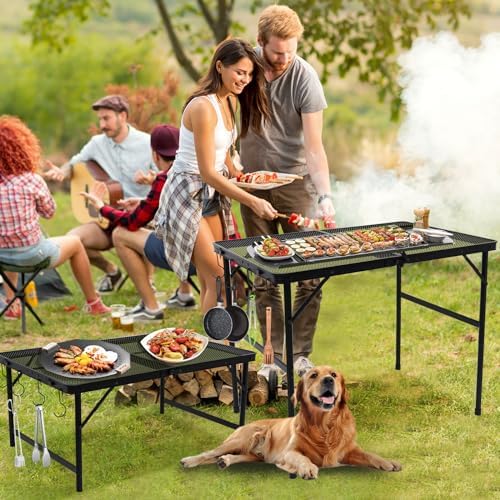 Outdoor Grill Camping Folding Table 3 Ft, Aluminium Picnic Table - Portable, Lightweight, Compact & Height Adjustable Collapsible Patio BBQ Garden Table - Image 2