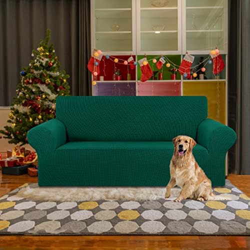 KEKUOU Stretch Loveseat Couch Cover, 2 Cushion Couch Slipcover,Hunter - Image 2