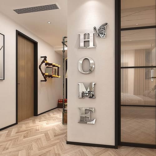 Home Wall Decor Letter Signs Acrylic Mirror Wall Stickers Decorations for Living Room Bedroom Home Decor Wall Decals (Silver, 47.2 X 15.3IN) by Doeean