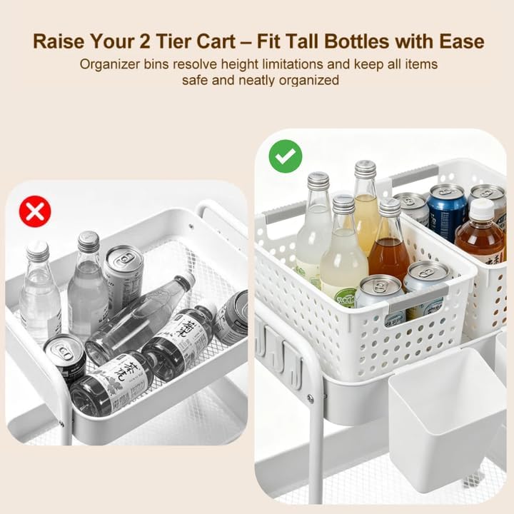 10pcs Rolling Cart Accessories, Storage Bins and Hanging Baskets - Image 2