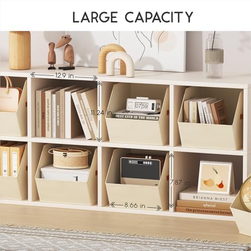 Homsorout Large Closet Storage Cubes - Closet Storage Bins with Dual Handles for Clothes, Towels, Toys, Shelf Organizer Bins for Bedroom, Nursery, Shelves, Small Spaces, Beige, 4 Pack - Image 2