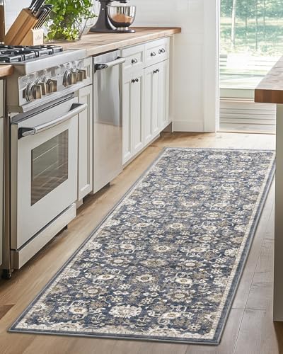 AMADA HOMEFURNISHING 2x6 Washable Runner Rug, Low-Profile Kitchen Rugs with Non-Slip Backing & Durable Edge Binding, Vintage Entryway Runner Rug for Bedroom & Hallway - Image 3