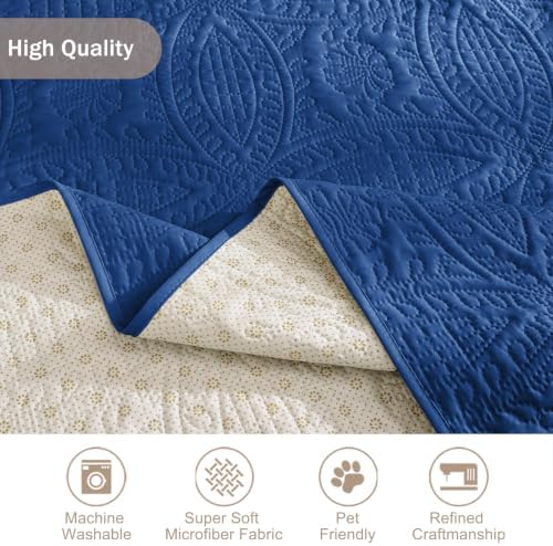 Quilted Grand Sofa Covers for 4 Cushion Couch, Couch Cover for Grand Sofa Washable, Soft Cozy Couch Protector, Oversized Grand Sofa Slipcovers Water-Repellent (Grand Sofa 98", Blue) - Image 6