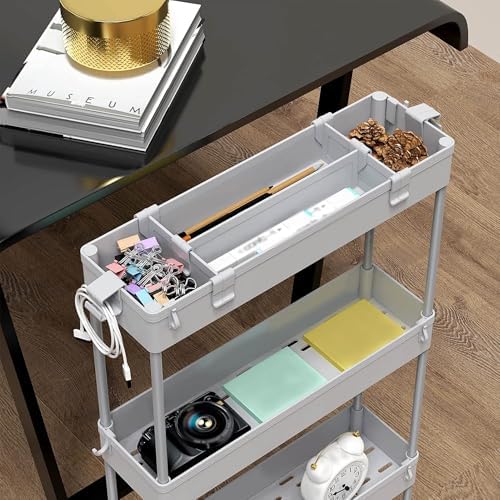 SPACELEAD 2-piece Set Slim Storage Cart 3 Tier,Bathroom Organizer Rolling Utility,Mobile Shelving Unit Slide Out for Office, Kitchen, Laundry Room & Narrow Places - Image 7