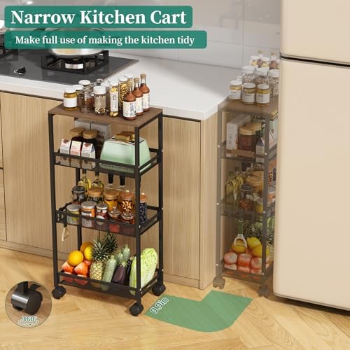 4-Tier Slim Utility Rolling Laundry Cart with Wheels, Easy to Assemble - Image 5
