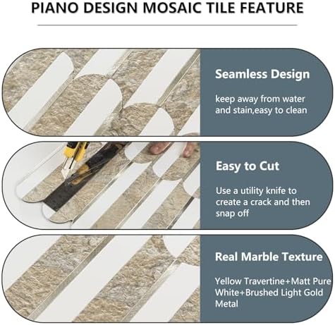 Vamos Tile Peel and Stick Backsplash Seamless Tile,PVC+Light Gold,10 Sheets - Image 3