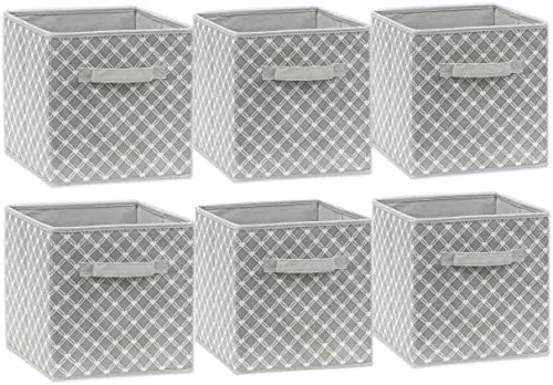 Simple Houseware 11-Inch Foldable Cube Storage Bins, Geometric Gray, 6-Pack - Image 2