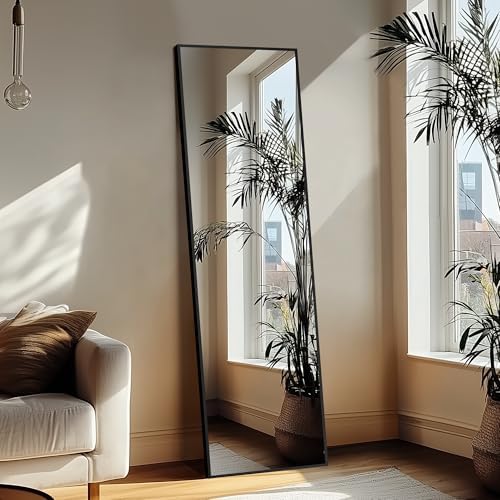 Delma Full Length Mirror with Stand, 69x24 Black Floor Mirror - Image 2