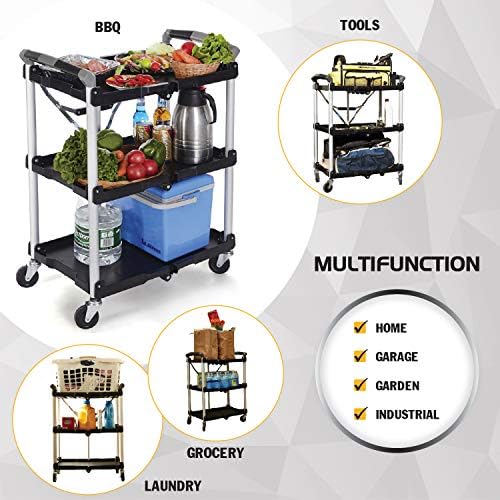 Olympia Tools 85-188 Pack-N-Roll Folding Collapsible Service Cart, 150LB Capacity, Black - Image 5