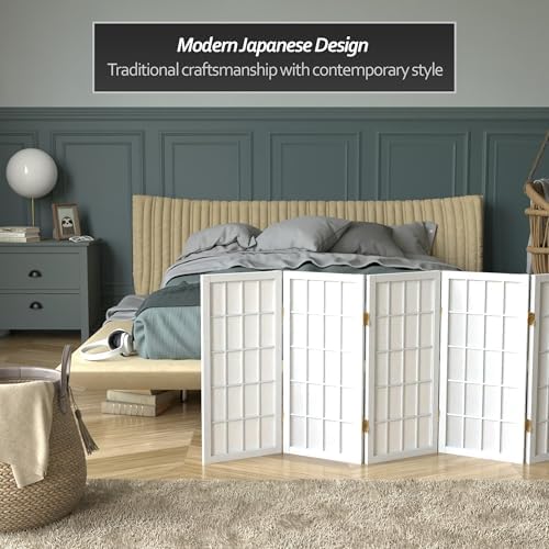 2 ft. Short Desktop Window Pane Shoji Screen - White - 6 Panels - Image 3