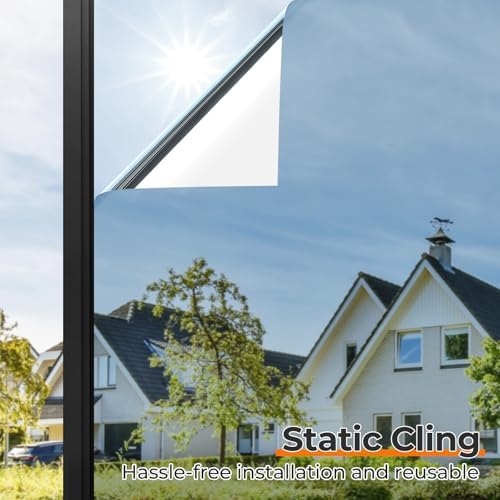 DOWELL Window Tint for Home, One Way Window Privacy Film, Silver - Image 4