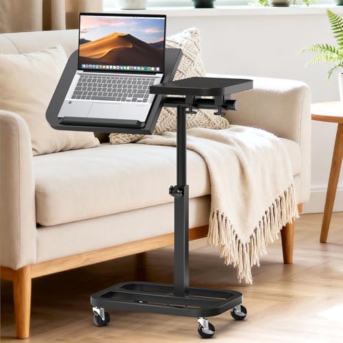 Portable Rolling Over Bed Laptop Desk, Adjustable Height and Tilt for Home by Unlockyourhomestoragelife