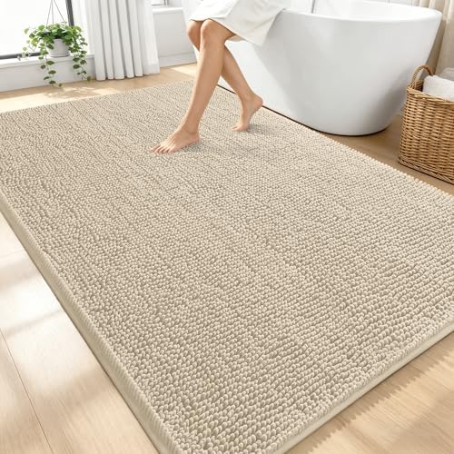 OLANLY Large Bathroom Rugs 70x46, Extra Soft Absorbent Chenille Bath Rugs by OLANLY