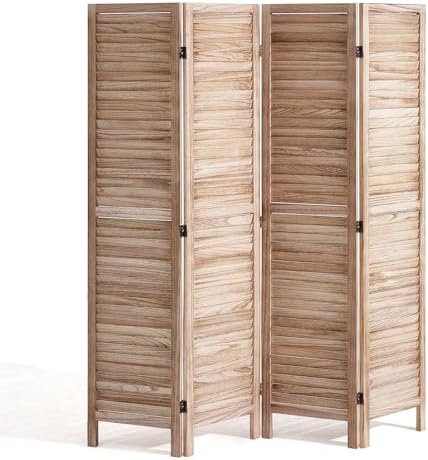 VEVOR Wood Room Divider, 4 Panel Wood Folding Privacy Screen, 66.9 Inches Tall Indoor Louvered Wooden Partition, Portable Decoration Screen, for Room Separation, Home, Office, Restaurant & Bedroom by VEVOR