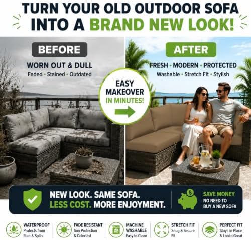 8 Pcs Outdoor Cushion Covers, Patio Sofa Cushion Covers Replacement - Image 3