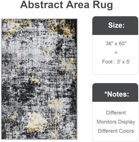 Modern Abstract 3x5 Rug, Non Slip Entryway Rug, Soft Machine Washable Rug - Image 2