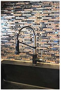 Blujellyfish Mosaic Tiles Crystal Glass Tile Rose Gold Interlocking Chrome Silver Black Ink Blue Mosaic Bath Kitchen Fireplace Decor TSTGT107 (5 Square Feet) - Image 6